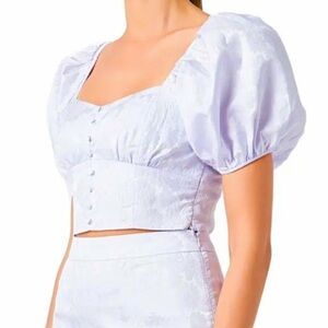 Endless Rose Floral Jacquard Puff Sleeve Lavender